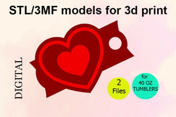 Add a Touch of Sweetness with Hearts, 40 OZ Tumbler, STL 3MF Files