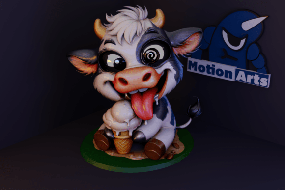 Cartoon-Style Cow 3D Model for Easy 3D Print