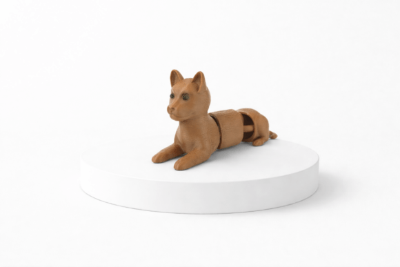Flexi Articulated Cat Keychain STL 3D Model for 3D Print