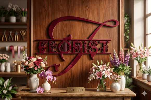 Florist Sign Monogram Style - 3D Print: A Versatile and Stylish Addition to Your Floral Business
