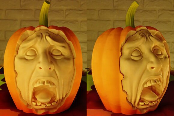 Screaming Pumpkin Halloween Decoration: A Spine-Chilling 3D Printed Masterpiece