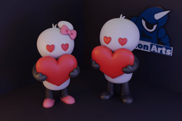 Valentine's Day – Cartoon Figures: A Charming 3D Printable Model for Love and Affection